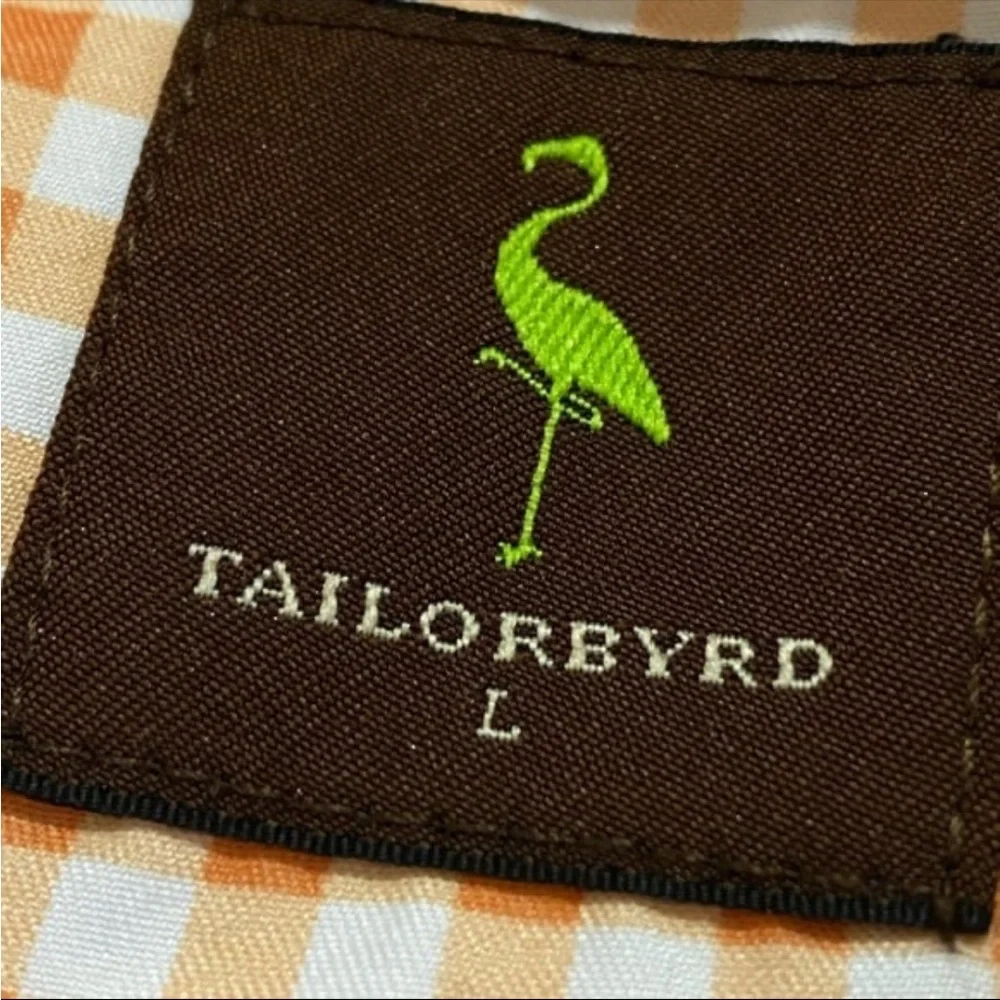 TailorByrd Mens Swim Trunks Large Orange White Gingham 6” Inseam Lined Pockets
